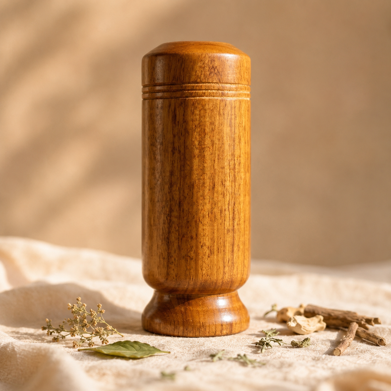 Vijaysar Glass Wooden Tumbler for Diabetes Control